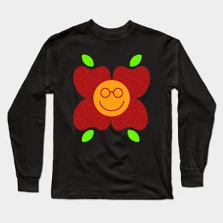 Nerdy Apple Orange Heart Long Sleeve T-Shirt